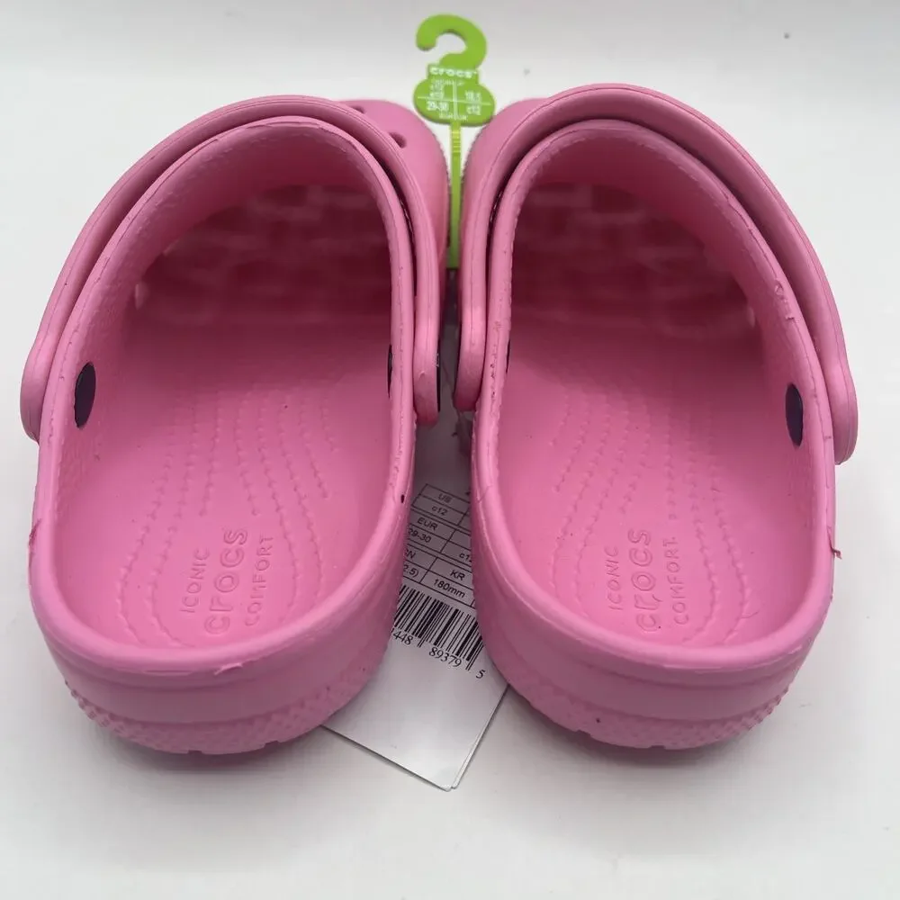 Crocs Girls Classic Clog 206991-6SW Slip-On Taffy Pink Sz US C12 NEW WITH TAGS